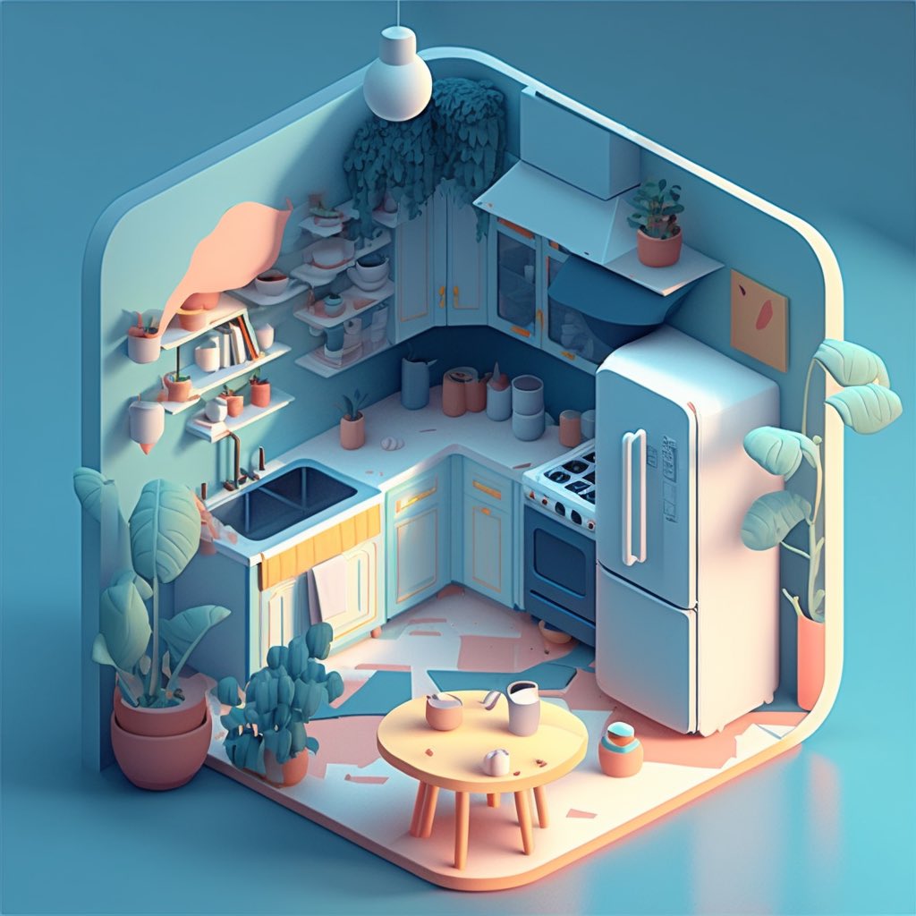 Beautiful examples of miniature cartoon design rooms with Midjourney 5