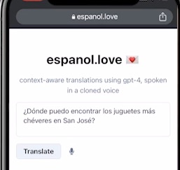 Español.Love: A New AI-Powered Translation Tool with Cloned Voice